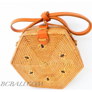 Shape rattan ata sling bags natural balinese handmade